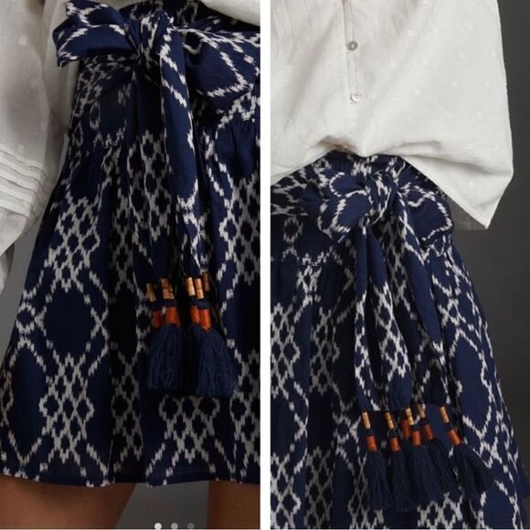 NWT Anthropologie Rimbaud Tie Waist Mini NWT
Skirt in Blue Motif Size M - Picture 2 of 11